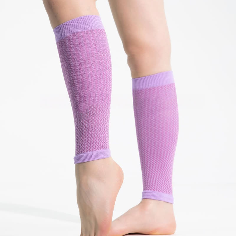 Contrast Trim Sports Calf Compression Sleeves - Purple - One Size - image 12