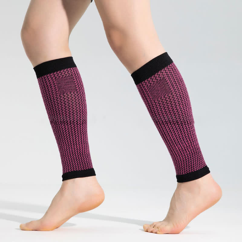Contrast Trim Sports Calf Compression Sleeves - Black&Pink - One Size - image 6
