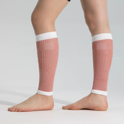 Contrast Trim Sports Calf Compression Sleeves - Brown - One Size - image 2