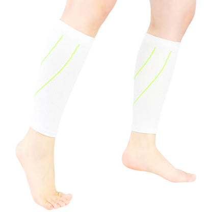 Contrast Stripe Compression Calf Sleeves - White&Green - XL - image 8