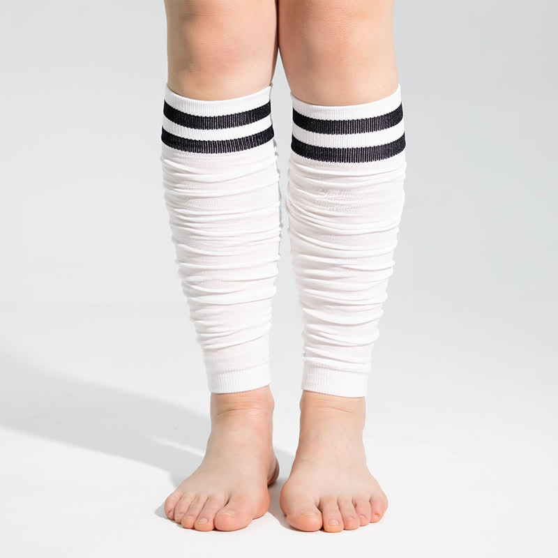 Double Stripe Ruched Compression Calf Sleeves - Black - One Size - image 2