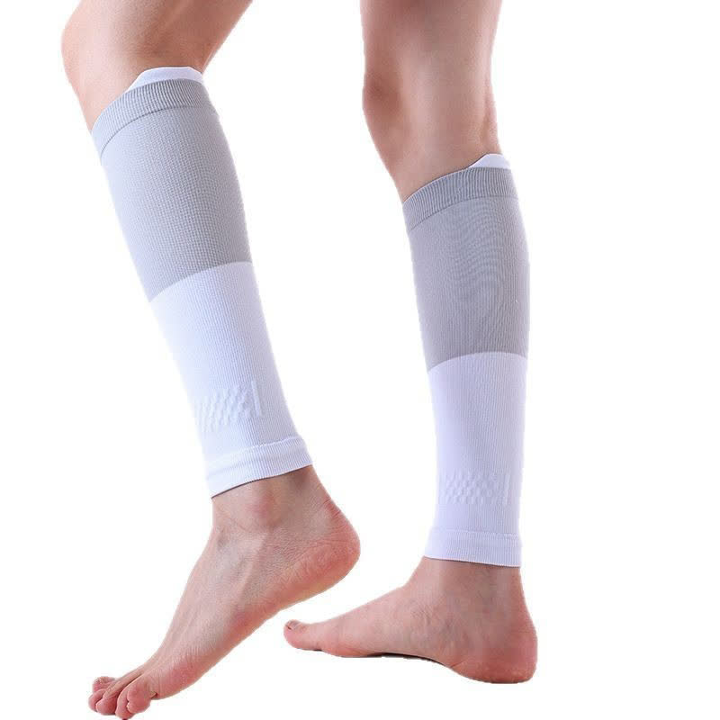 Colorblock Sports Running Compression Calf Sleeves(3 Pairs) - White&Grey - One Size - image 7
