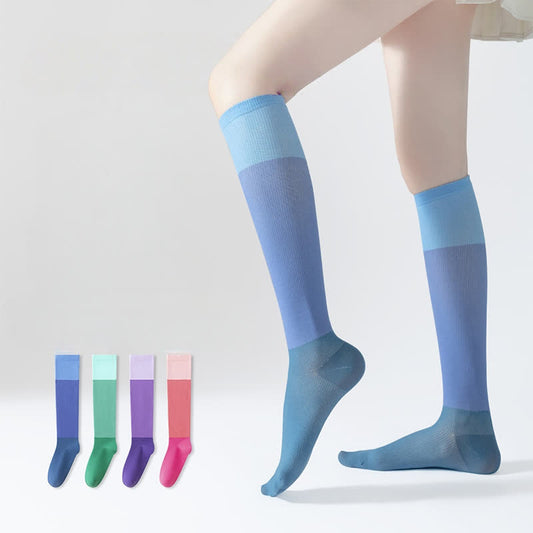 Gradient Colorblock Sports Compression Socks(4 Pairs) - Multicolor - EU35-41(US3-7.5) - image 0