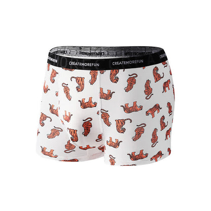 Tiger Print Men's Breathable Boxer Briefs(4 Packs) - White - XL - image 7