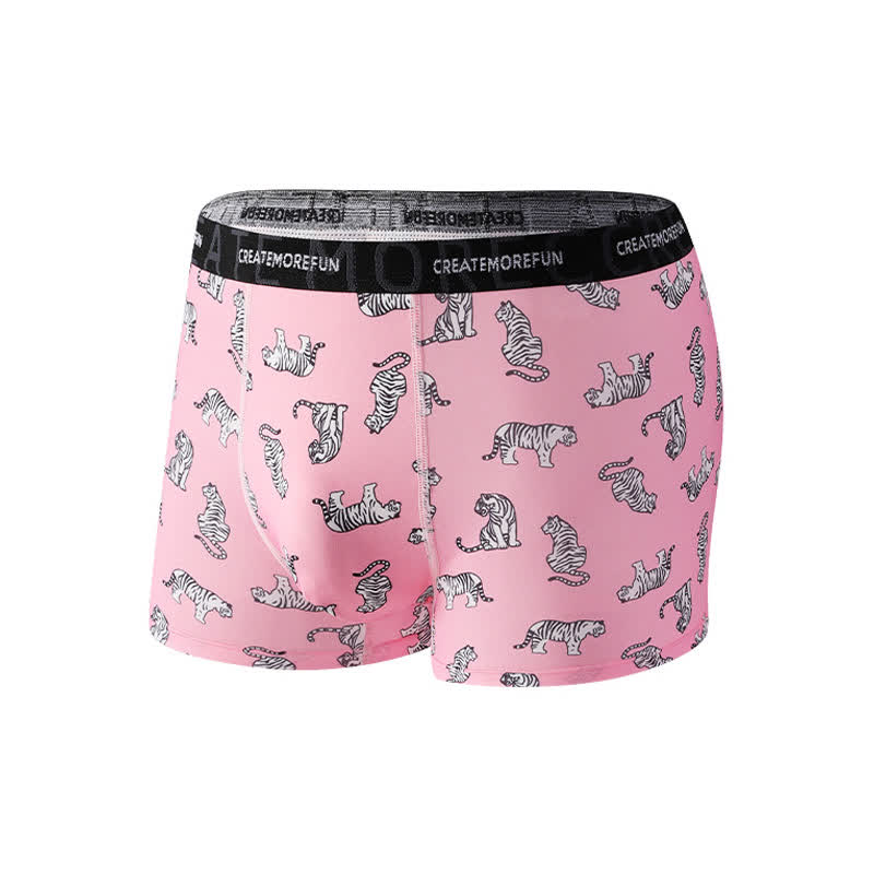 Tiger Print Men's Breathable Boxer Briefs(4 Packs) - Pink - XL - image 2