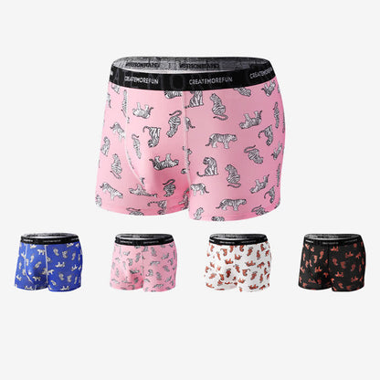 Tiger Print Men's Breathable Boxer Briefs(4 Packs) - image 0