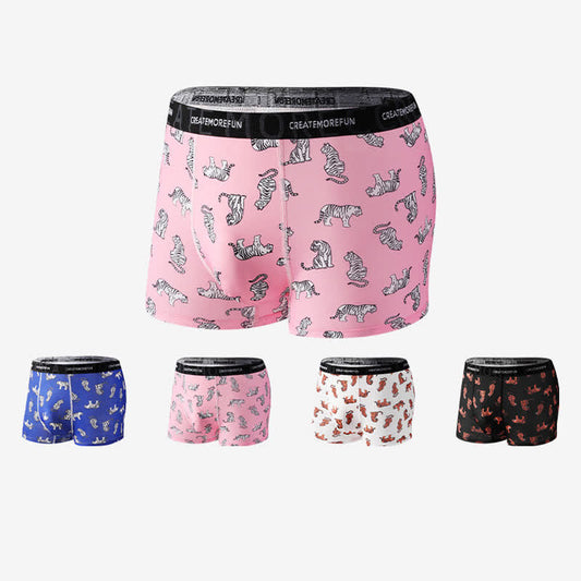Tiger Print Men's Breathable Boxer Briefs(4 Packs) - image 0