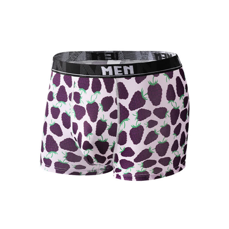 Food Fruit Print Men's Breathable Boxer Briefs(3 Packs) - Purple - 2XL - image 9