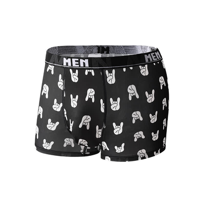 Animal Gesture Print Men's Breathable Boxer Briefs(3 Packs) - Black - 2XL - image 8