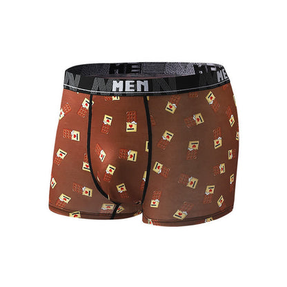 Food Snacks Print Men's Breathable Boxer Briefs(5 Packs) - Brown - 2XL - image 7