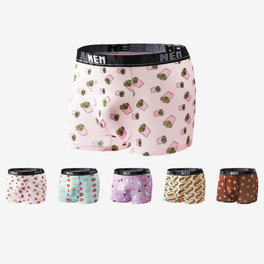 Food Snacks Print Men's Breathable Boxer Briefs(5 Packs) - image 0