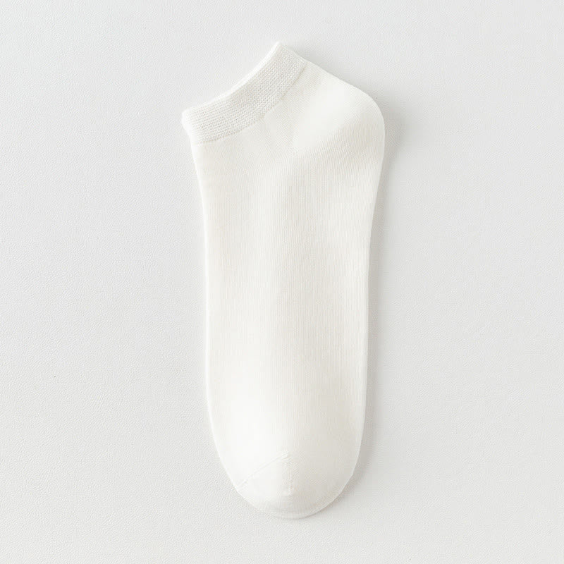 Solid Color Stretch Cotton Ankle Socks(8 Pairs) - White - EU42-48(US8.5-13) - image 6