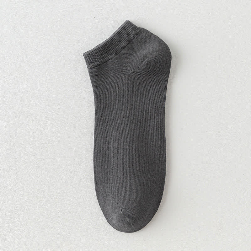 Solid Color Stretch Cotton Ankle Socks(8 Pairs) - Dark Grey - EU42-48(US8.5-13) - image 17