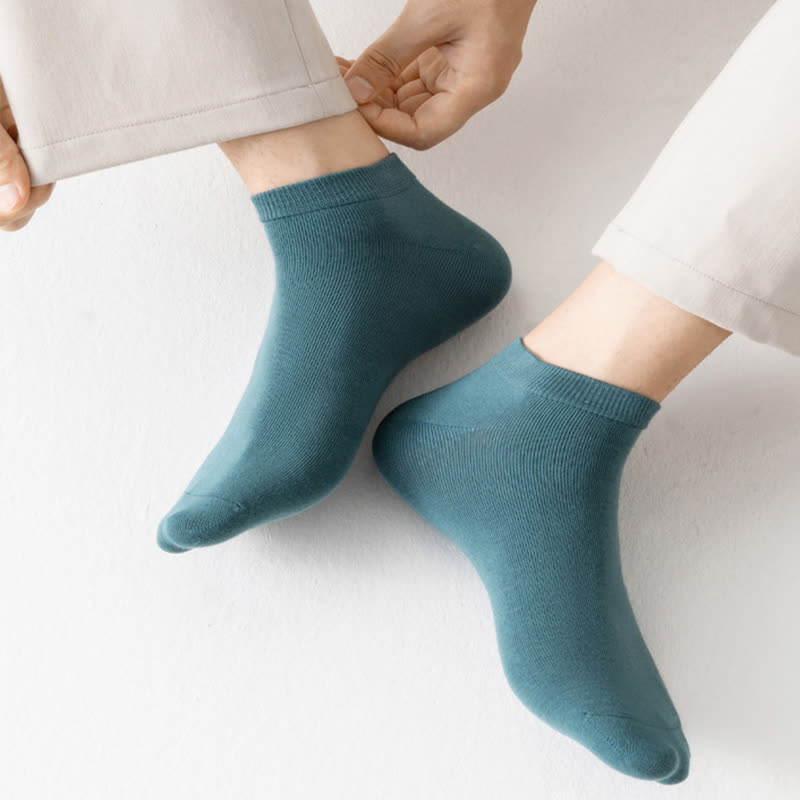 Solid Color Stretch Cotton Ankle Socks(8 Pairs) - image 14