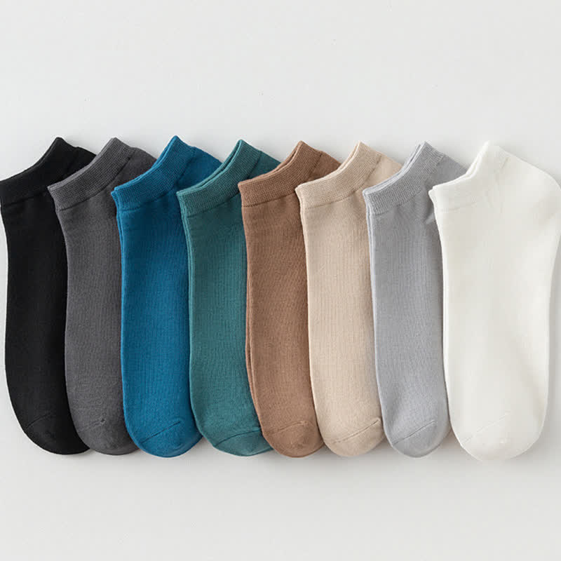 Plus Size Solid Color Stretch Cotton Ankle Socks(8 Pairs)