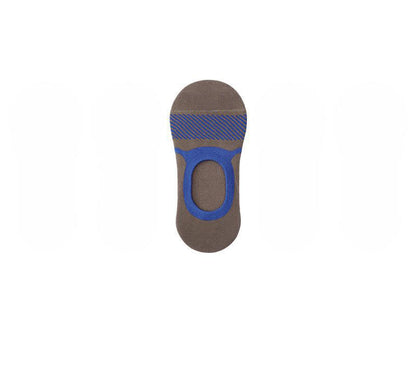 Stripe Printed Cotton No-Show Socks(5 Pairs)