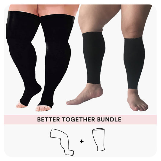 Bundle Plus Size Thigh High Compression Socks + Calf Sleeves