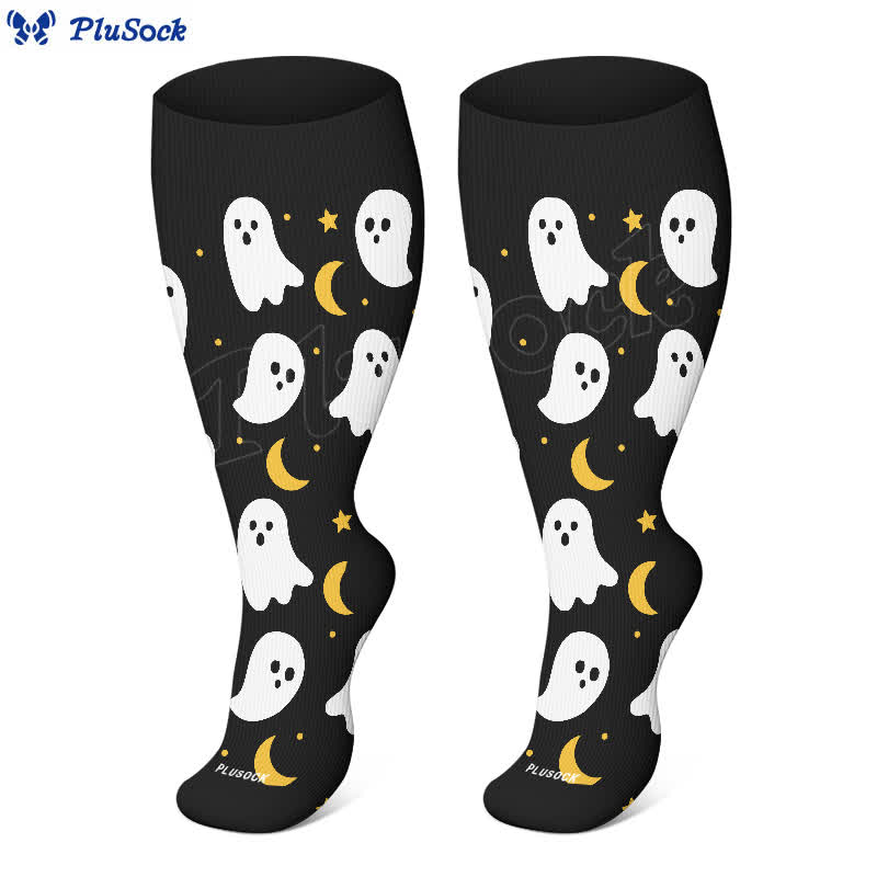 Plus Size Halloween Ghost Series Compression Socks(3 Pairs) - image 4