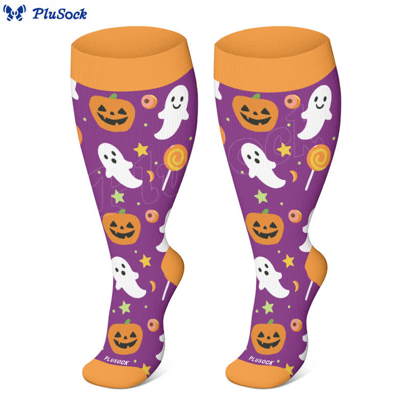 Plus Size Halloween Ghost Series Compression Socks(3 Pairs) - image 2