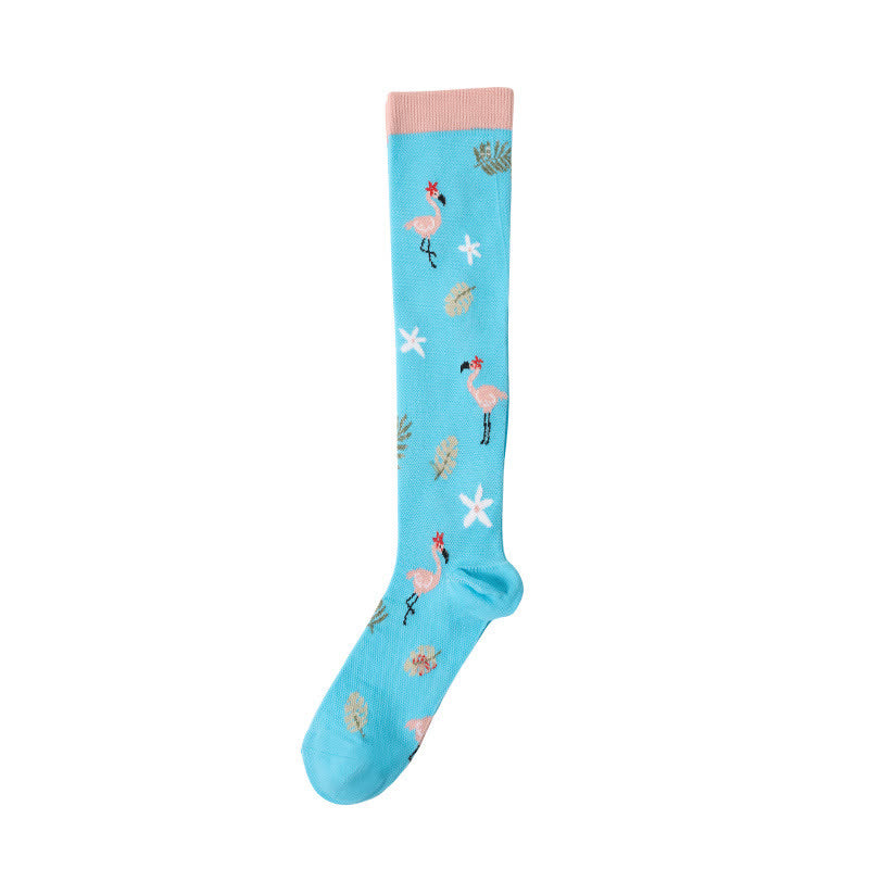 Cute Animal Plant Print Compression Socks(6 Pairs) - Blue - S/M - image 3