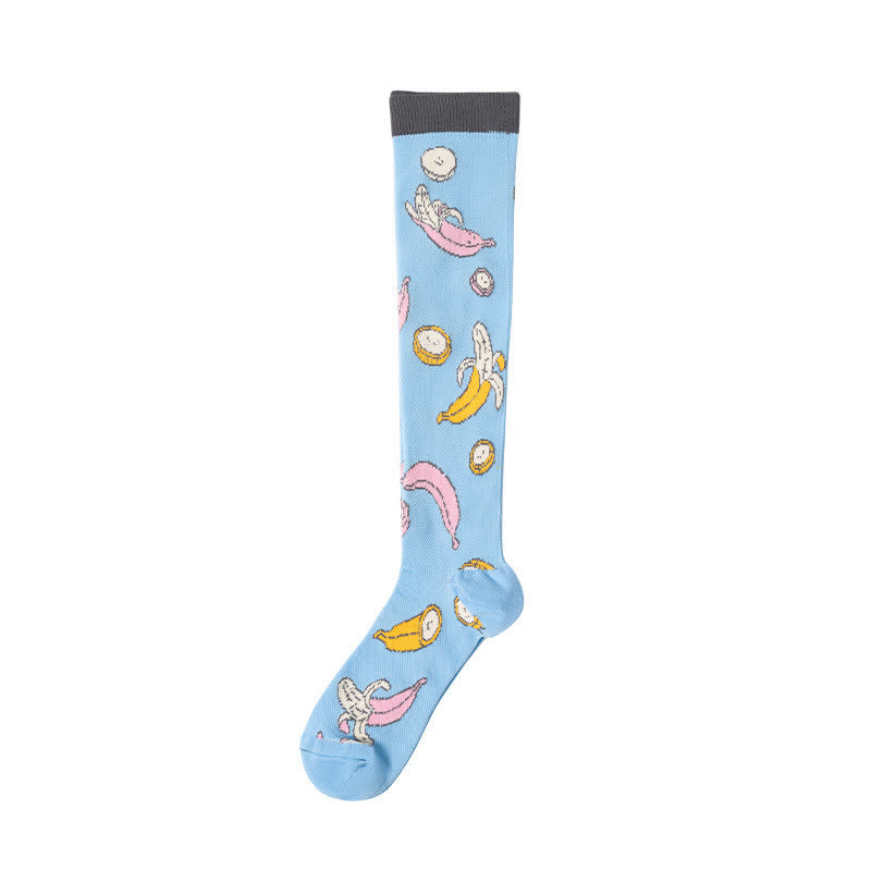 Cute Animal Plant Print Compression Socks(6 Pairs) - Light Blue - S/M - image 6