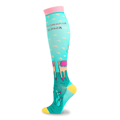 Funny Cartoon Animal Print Compression Socks(5 Pairs) - Green - S/M - image 10