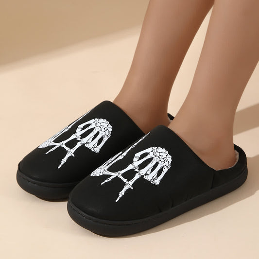 Plus Size Skull Gesture Print Slippers - Black - EU44-45(US10-11) - image 1