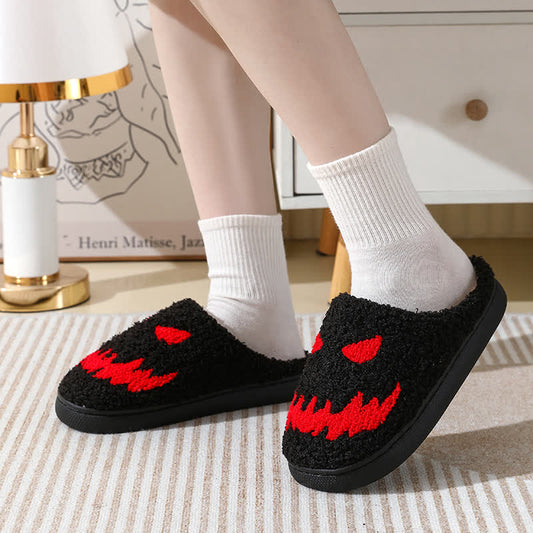 Plus Size Halloween Ghost Face Print Slippers - image 1