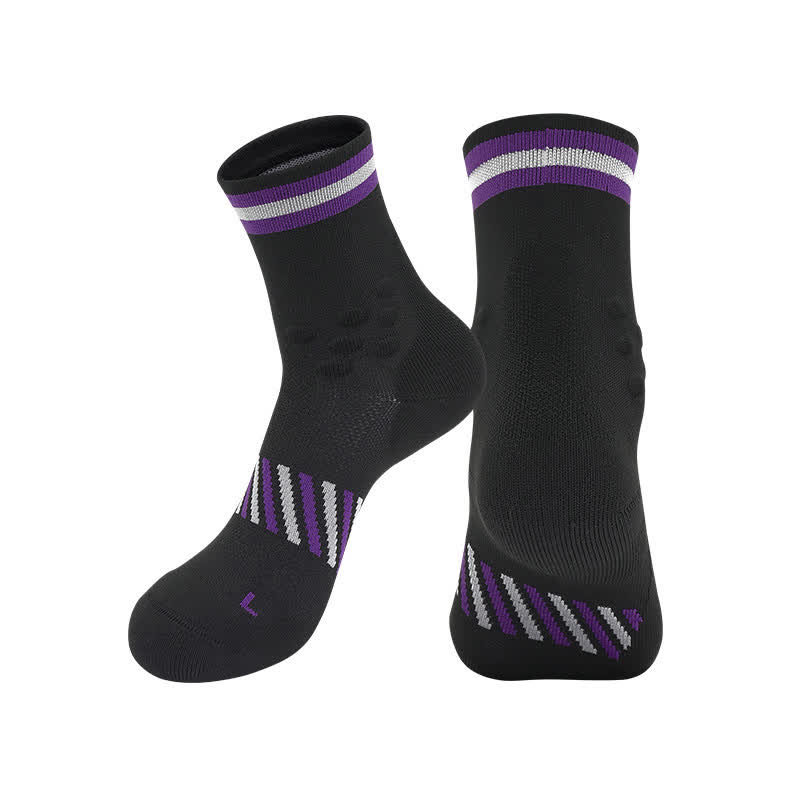 Breathable Sports Cycling Quarter Compression Socks(4 Pairs) - Black&Purple - EU39-44(US6-10) - image 7