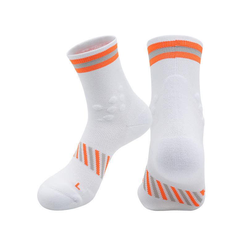 Breathable Sports Cycling Quarter Compression Socks(4 Pairs) - White&Orange - EU39-44(US6-10) - image 4
