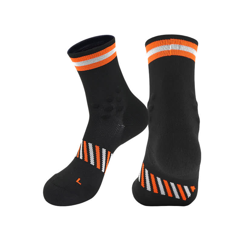 Breathable Sports Cycling Quarter Compression Socks(4 Pairs) - Black&Orange - EU39-44(US6-10) - image 8