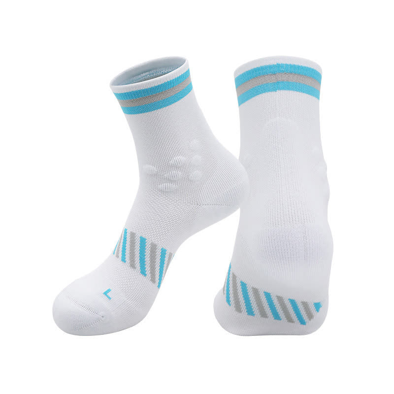 Breathable Sports Cycling Quarter Compression Socks(4 Pairs) - White&Blue - EU39-44(US6-10) - image 3