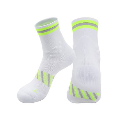 Breathable Sports Cycling Quarter Compression Socks(4 Pairs) - White&Yellow - EU39-44(US6-10) - image 5