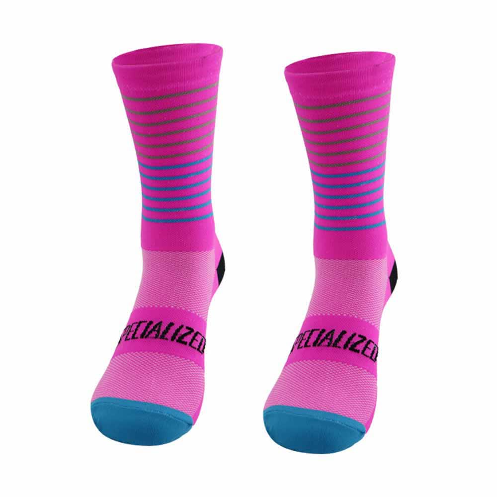 Stripe Print Cycling Quarter Compression Socks(4 Pairs) - Pink - EU38-45(US5-11) - image 6