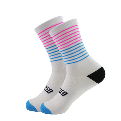 Stripe Print Cycling Quarter Compression Socks(4 Pairs) - image 7