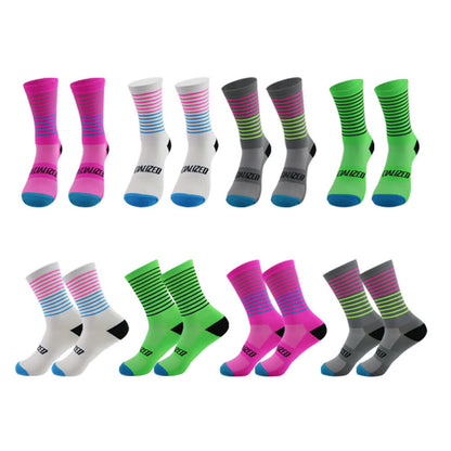 Stripe Print Cycling Quarter Compression Socks(4 Pairs) - Multicolor - EU38-45(US5-11) - image 1