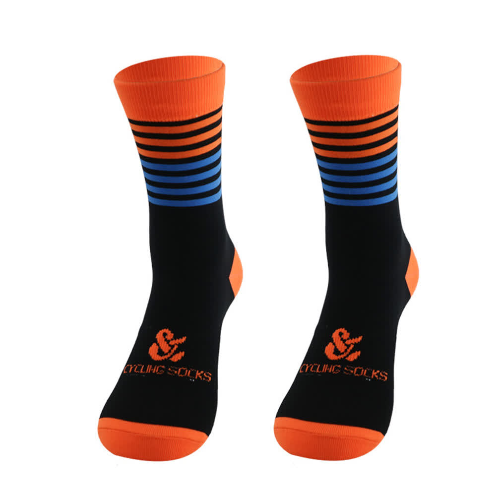 Stripe Black Cycling Quarter Compression Socks(4 Pairs) - Orange - EU38-45(US5-11) - image 6