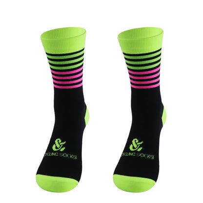 Stripe Black Cycling Quarter Compression Socks(4 Pairs) - Green&Pink - EU38-45(US5-11) - image 8
