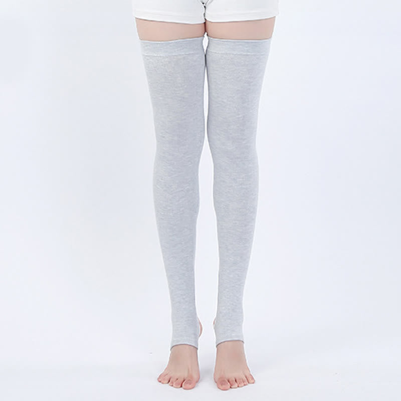 Pure Cotton High Elastic Non-slip Stirrup Thigh Sleeves - Light Gray - XL - image 5