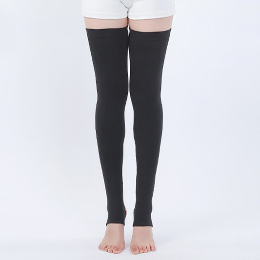 Pure Cotton High Elastic Non-slip Stirrup Thigh Sleeves - Black - XL - image 1