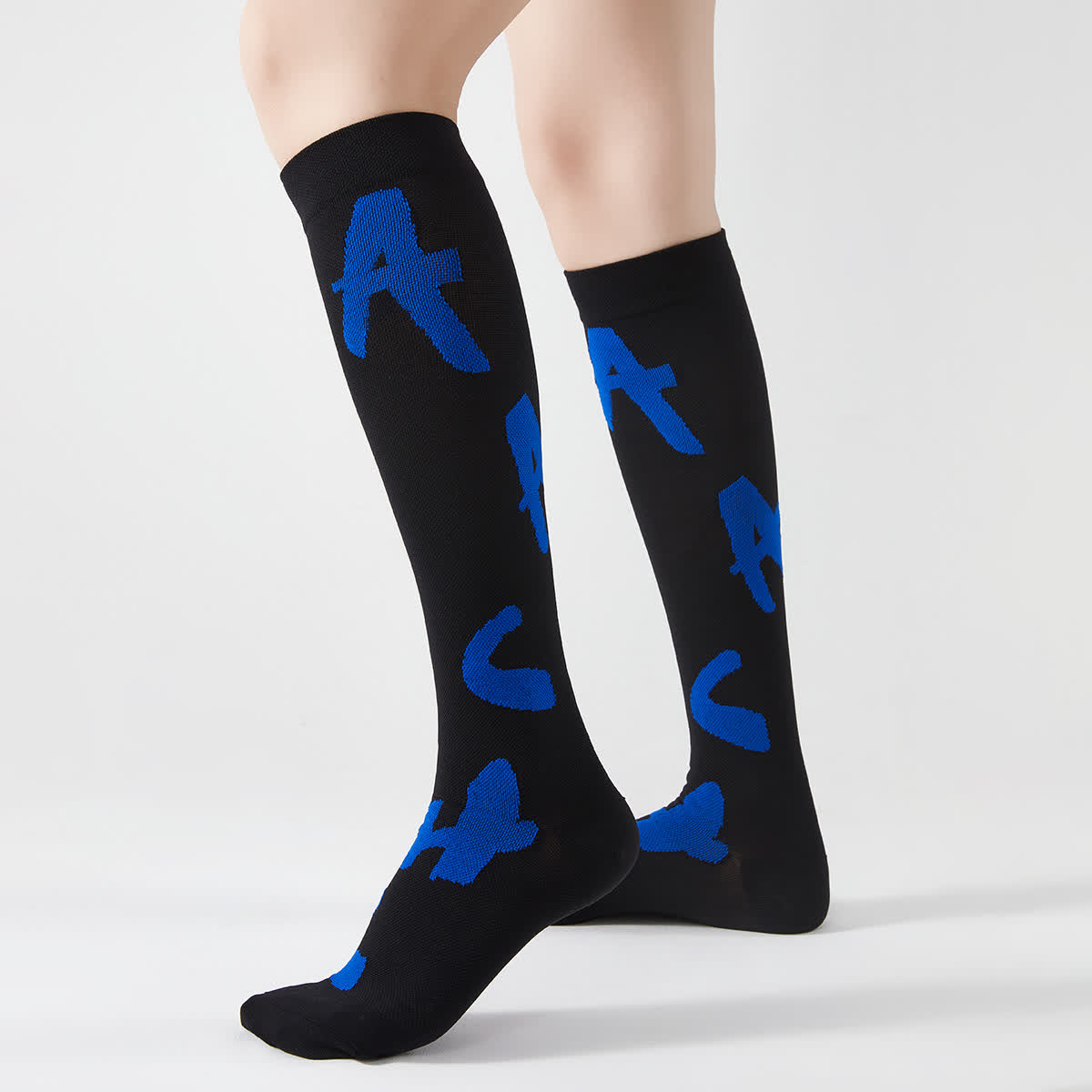 Cactus Letter Print Compression Knee High Socks(3 Pairs) - Black - EU37-42(US4-8.5) - image 2