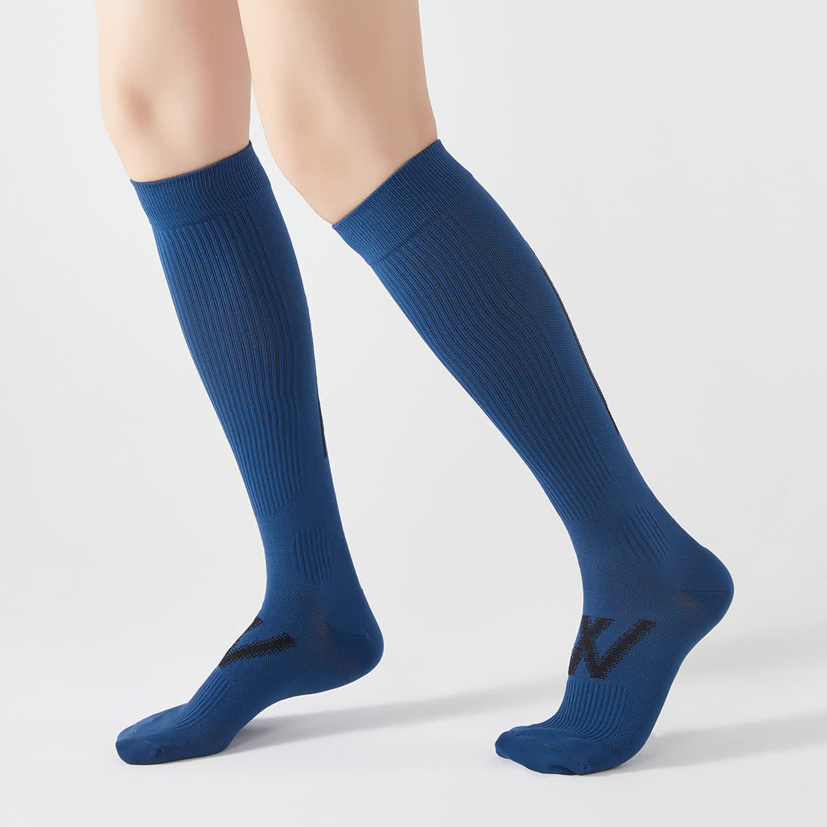 Striped Sports Compression Knee High Socks(4 Pairs) - Navy Blue - EU37-42(US4-8.5) - image 2