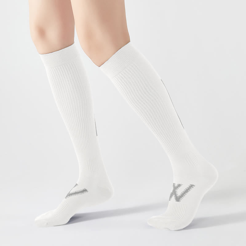 Striped Sports Compression Knee High Socks(4 Pairs) - White - EU37-42(US4-8.5) - image 3