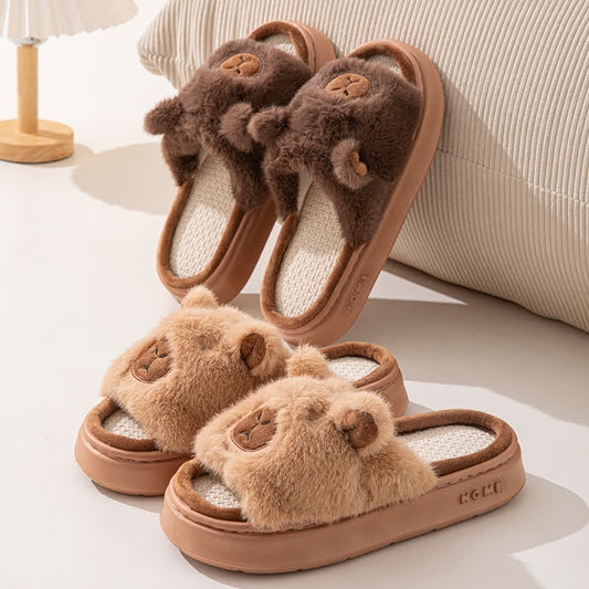 Open-Toe Plush Animal Slippers - image 0