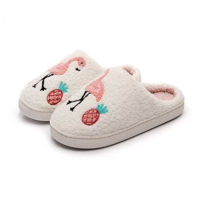 Plus Size Flamingo Plush Slippers