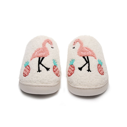 Plus Size Flamingo Plush Slippers
