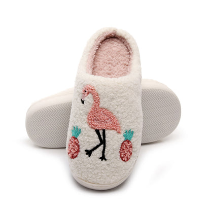 Plus Size Flamingo Plush Slippers