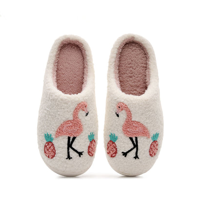 Plus Size Flamingo Plush Slippers