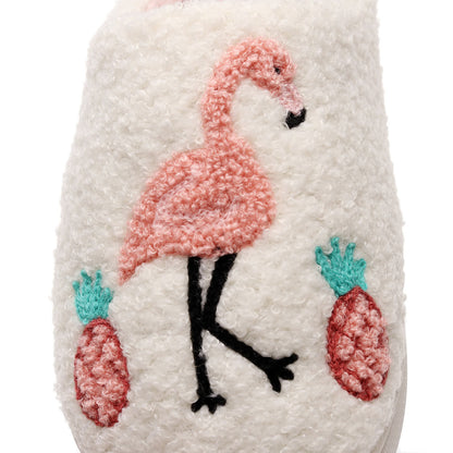Plus Size Flamingo Plush Slippers