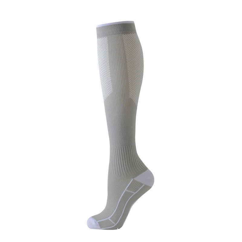 Running Travel Knee High Compression Socks(4 Pairs) - Grey - S/M - image 6